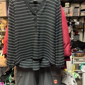 Calvin Klein Black and White Striped Blouse